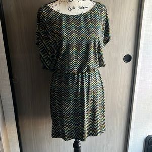 Blue and green dress